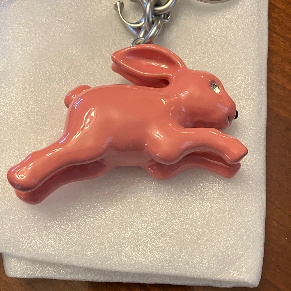 Coach Pink Glossy Rabbit Keychain Charm with Silver Hardware. BRAND NEW - Picture 7 of 7